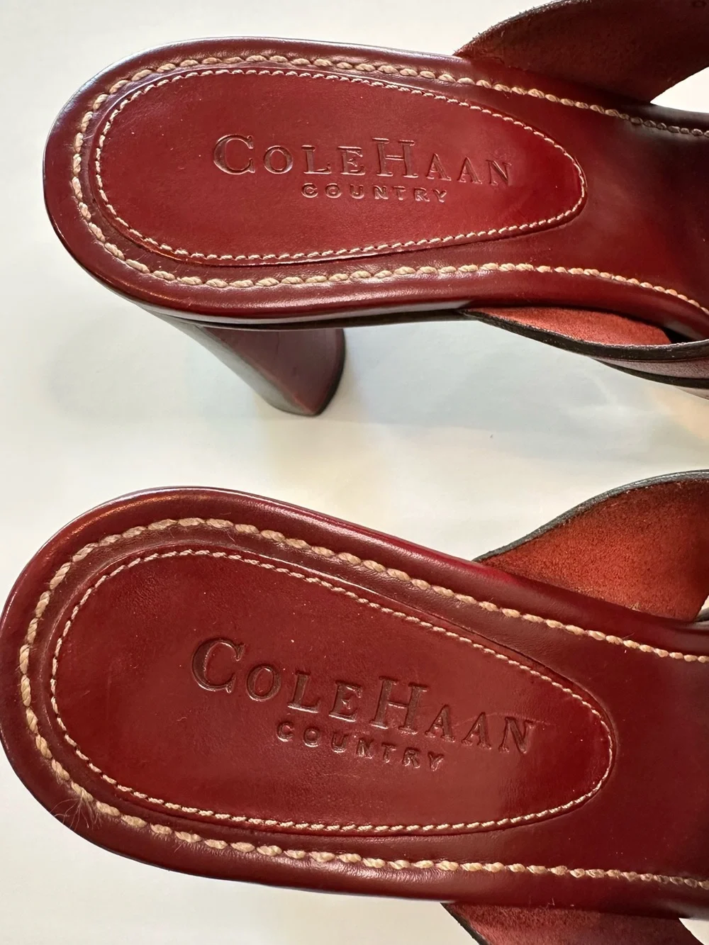 Cole Haan Mule Sandals Heels Country Crisscross Leather Red Women’s Size 6 1/2